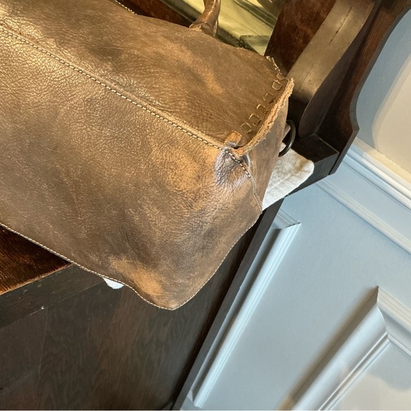 Bed Stu Leather Rockaway Shoulder Bag Crossbody Tote Taupe Driftwood $330 - Picture 9 of 14